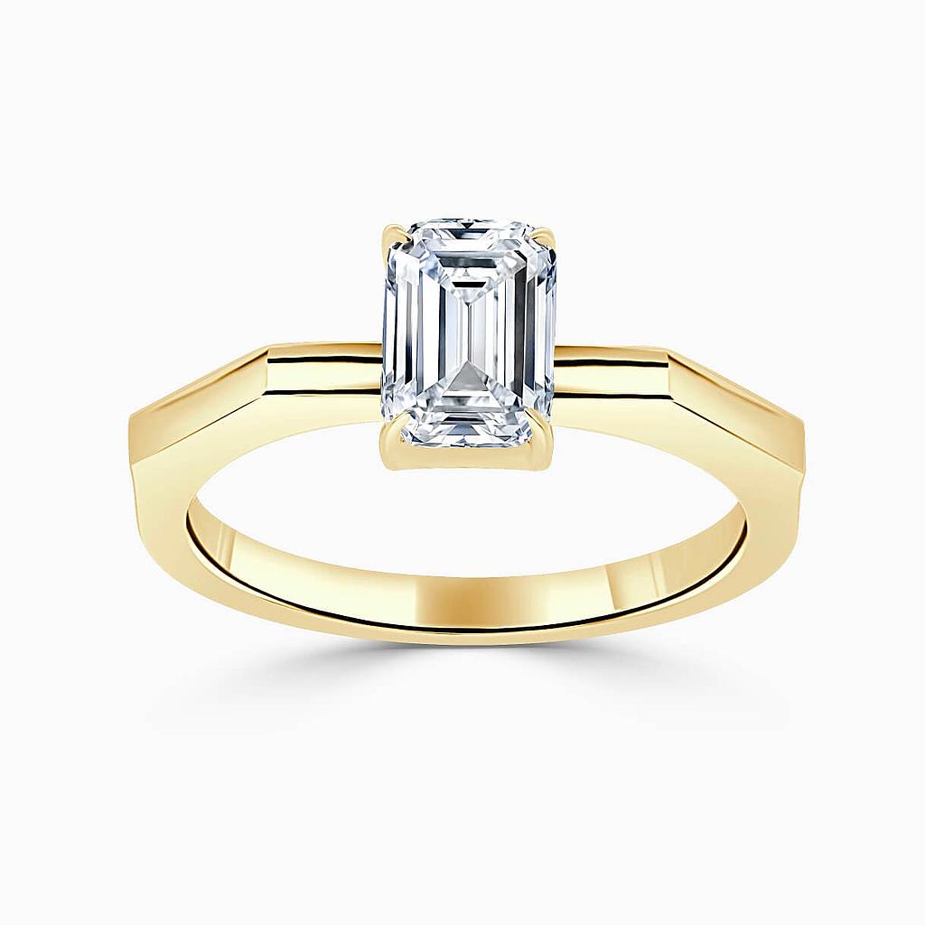 18ct Yellow Gold Emerald Cut Geometric Engagement Ring