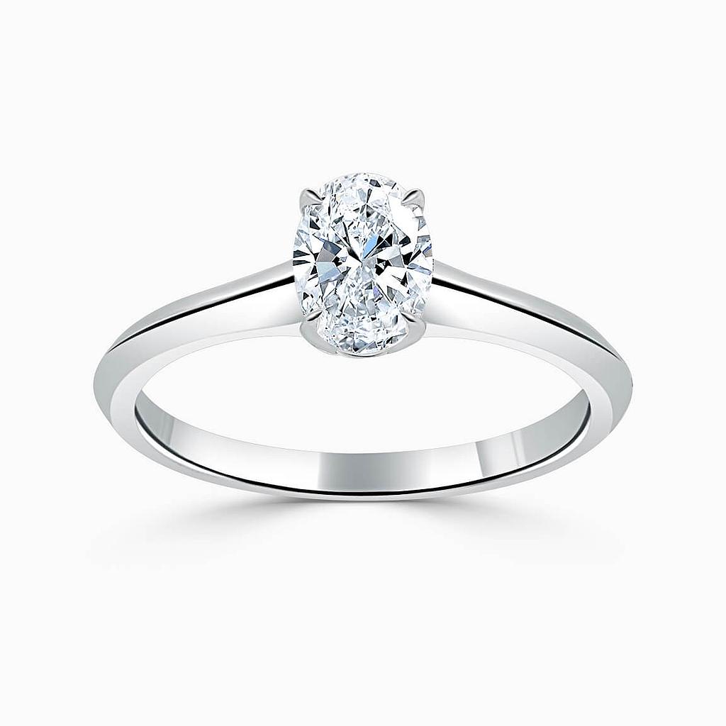 18ct White Gold Oval Shape Basket With Taper Engagement Ring