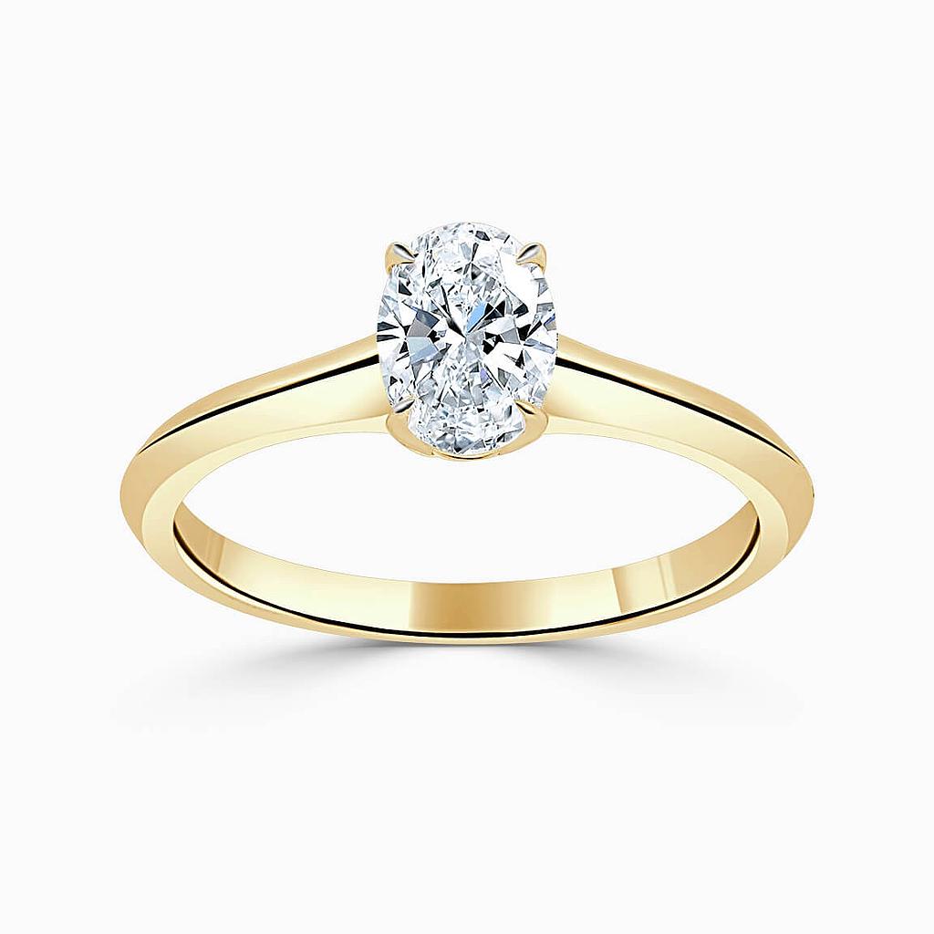 18ct Yellow Gold Oval Shape Basket With Taper Engagement Ring