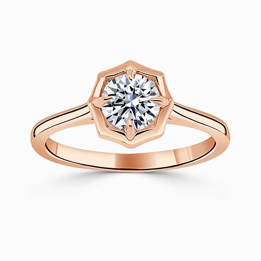 18ct Rose Gold Round Brilliant Geo Octagon Engagement Ring