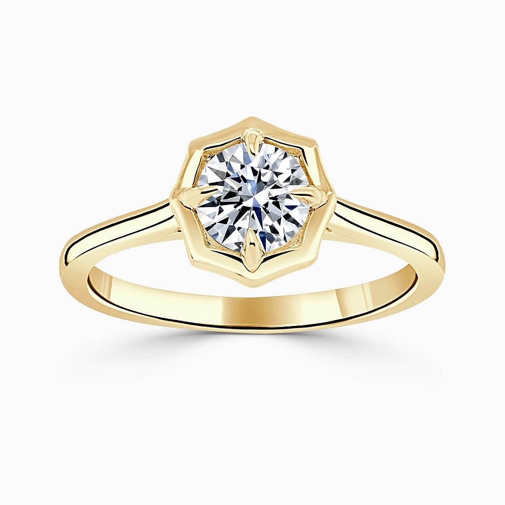 18ct Yellow Gold Round Brilliant Geo Octagon Engagement Ring