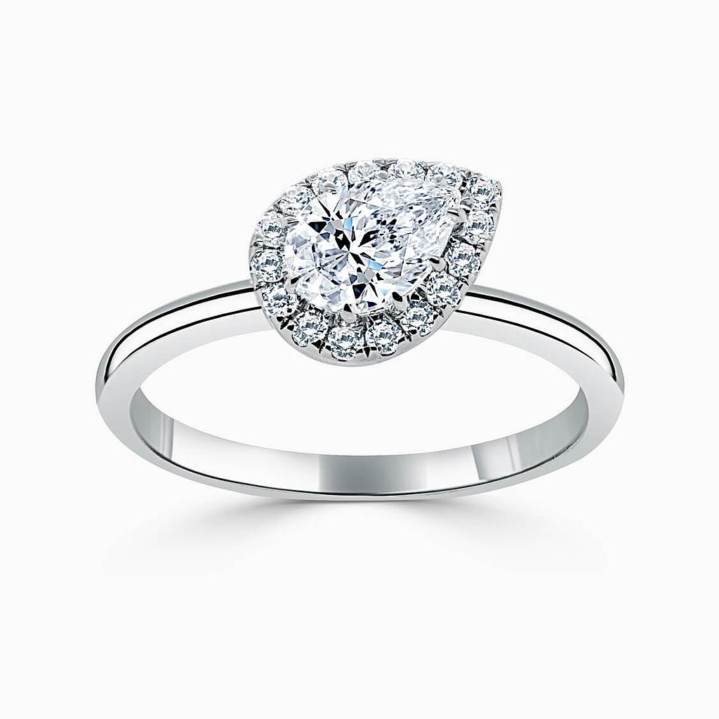 Platinum Pear Shape Side Halo Engagement Ring
