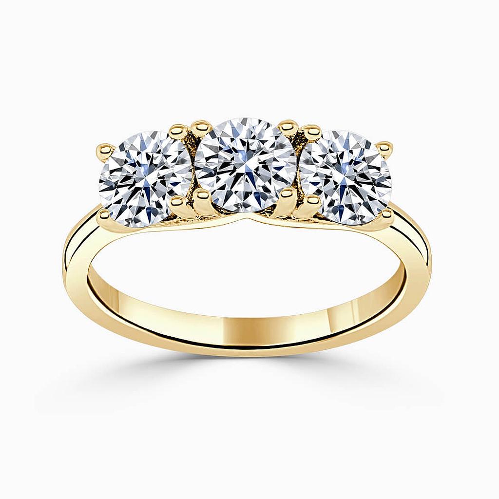 18ct Yellow Gold Round Brilliant 3 Stone Crossover Engagement Ring
