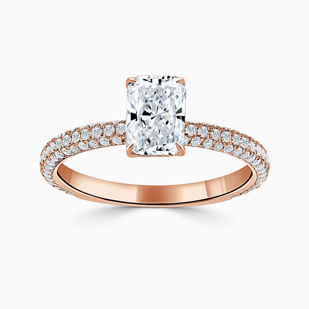 18ct Rose Gold Radiant Cut With Micro Pave Engagement Ring