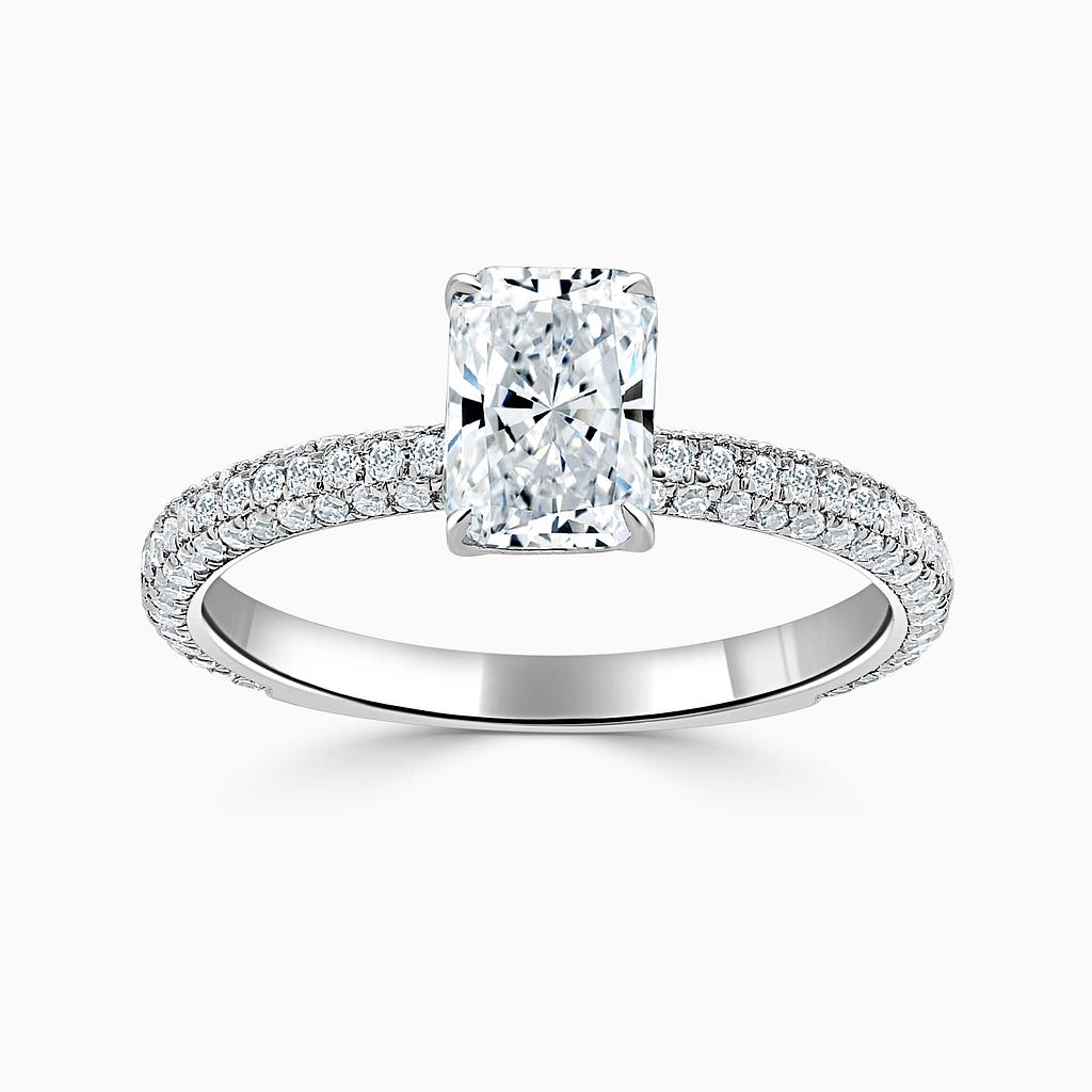 Platinum Radiant Cut With Micro Pave Engagement Ring