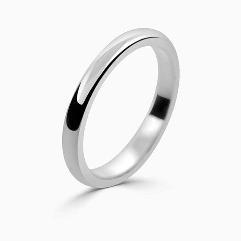 Palladium 2mm D Shape Medium Weight Wedding Ring