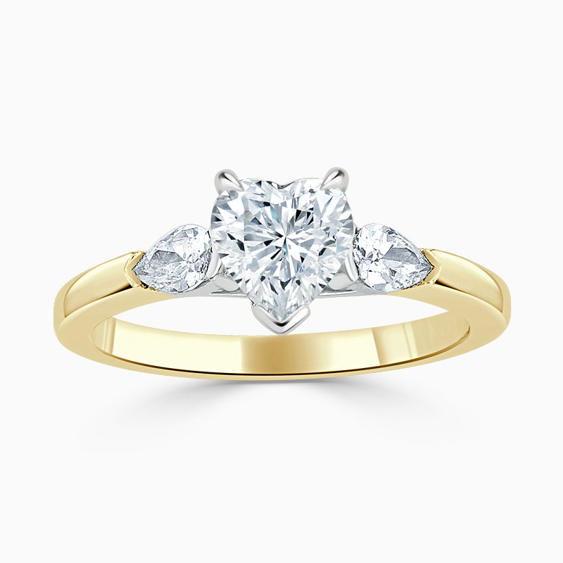 18ct Yellow Gold Heart Shape 3 Stone with Pears Engagement Ring