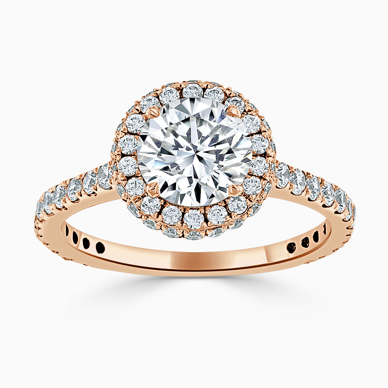 18ct Rose Gold Round Brilliant Luxe Halo Engagement Ring