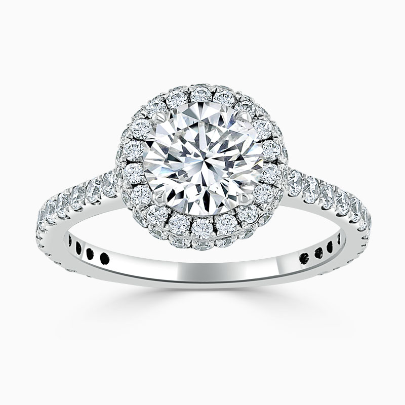 18ct White Gold Round Brilliant Luxe Halo Engagement Ring