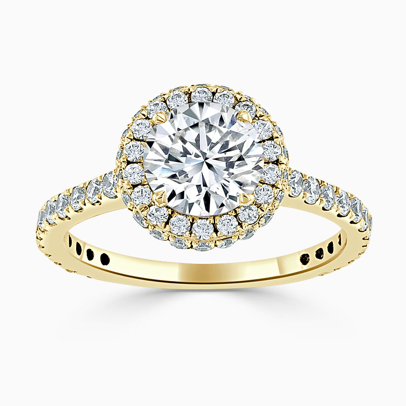 18ct Yellow Gold Round Brilliant Luxe Halo Engagement Ring