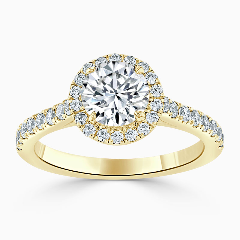 18ct Yellow Gold Round Brilliant Classic Wedfit Halo Engagement Ring