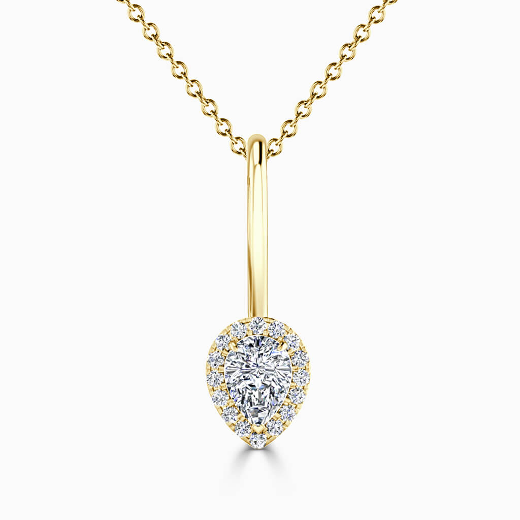 18ct Yellow Gold Pear Shape Diamond Drop Pendant
