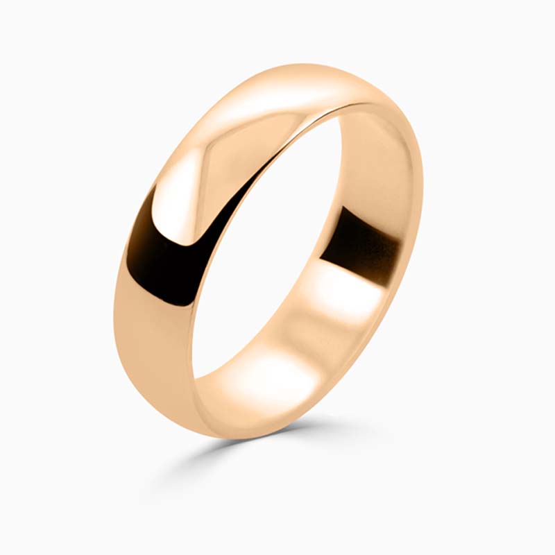 18ct Rose Gold 5mm D Shape Light Weight Wedding Ring