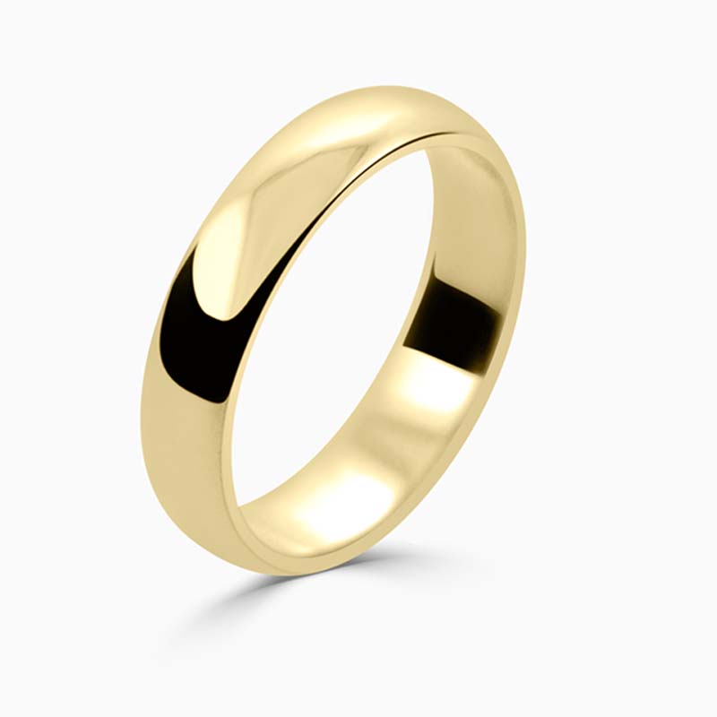 18ct Yellow Gold 4mm D Shape Light Weight Wedding Ring