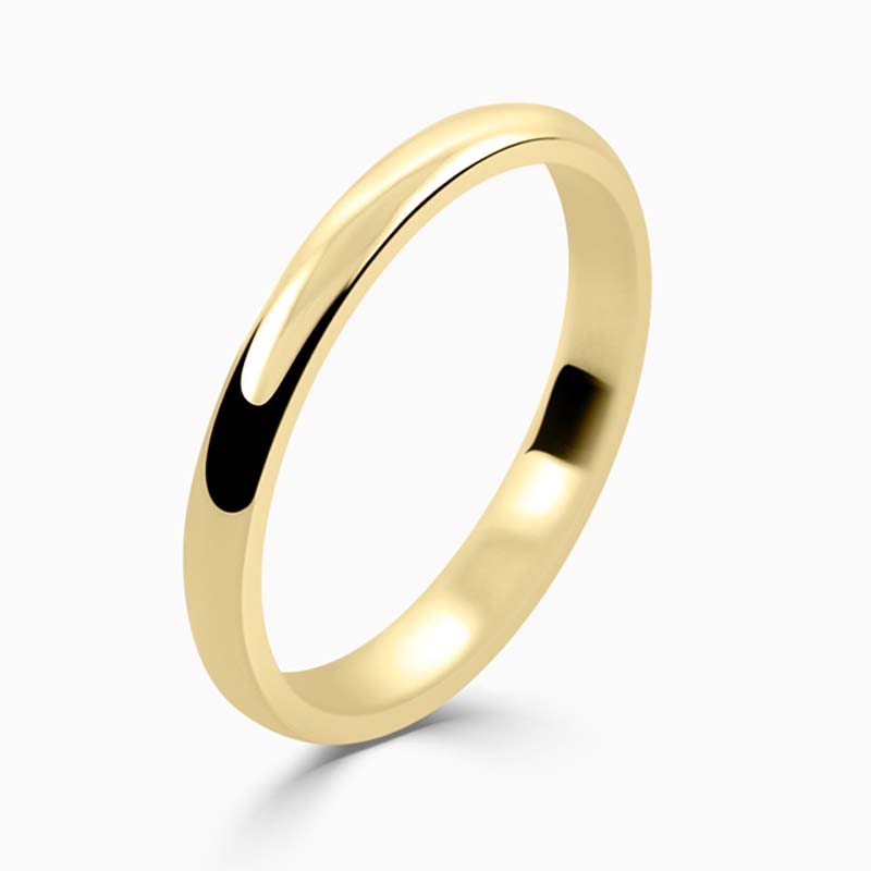 18ct Yellow Gold 2mm D Shape Light Weight Wedding Ring