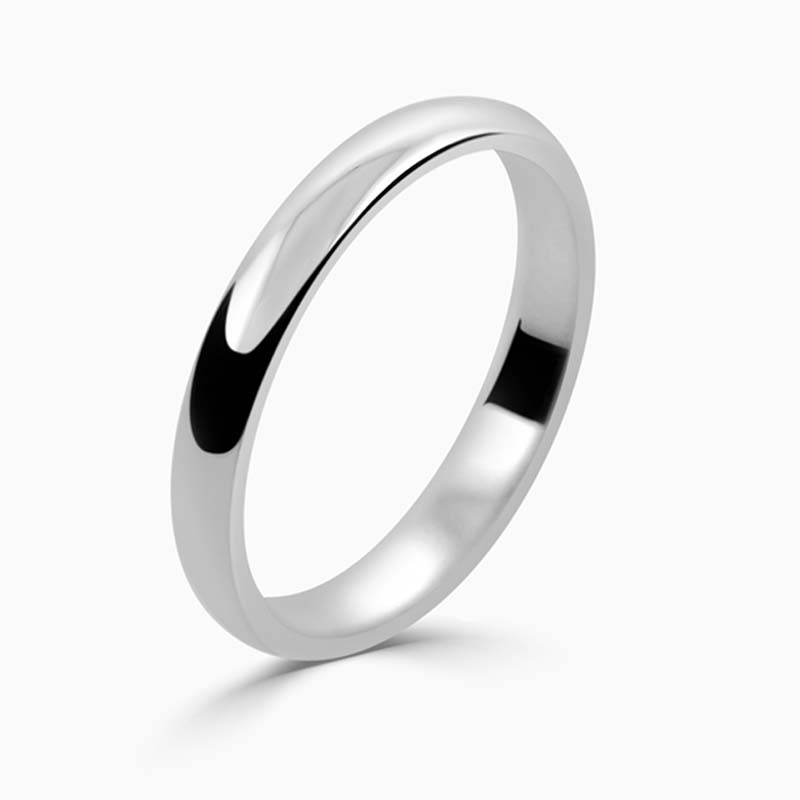 Platinum 2.5mm D Shape Light Weight Wedding Ring