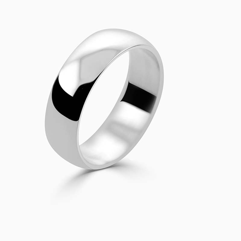 Platinum 6mm D Shape Light Weight Wedding Ring