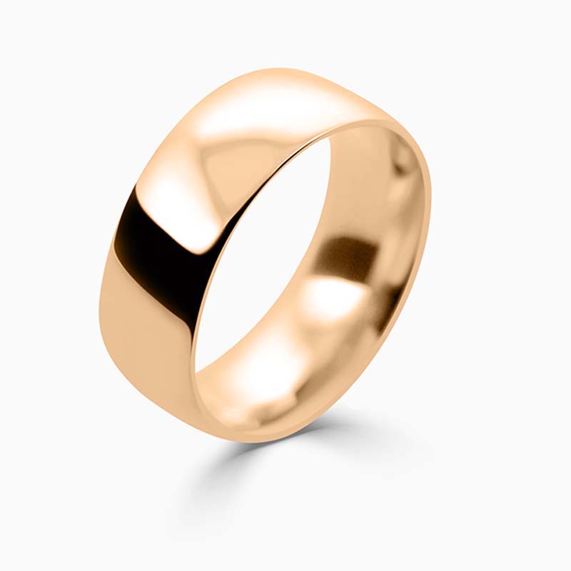 18ct Rose Gold 8mm Court Shaped Medium Weight Wedding Ring