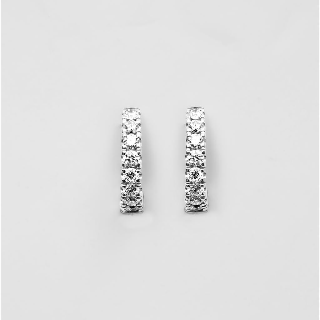 18ct White Gold Small Diamond Cutdown Hoop Earrings (10mm)