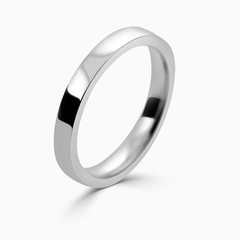 Palladium 2.5mm Flat Court Flat Edge Medium Weight Wedding Ring