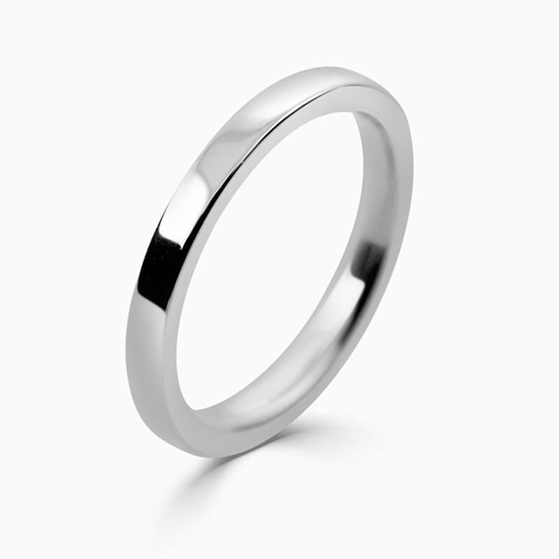 Palladium 2mm Flat Court Flat Edge Medium Weight Wedding Ring