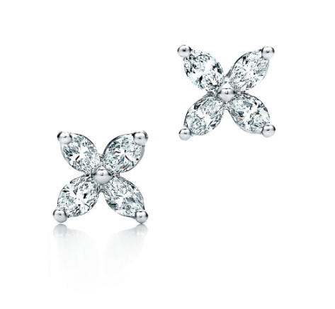 18ct White Gold Diamond Set Floral Stud Earrings