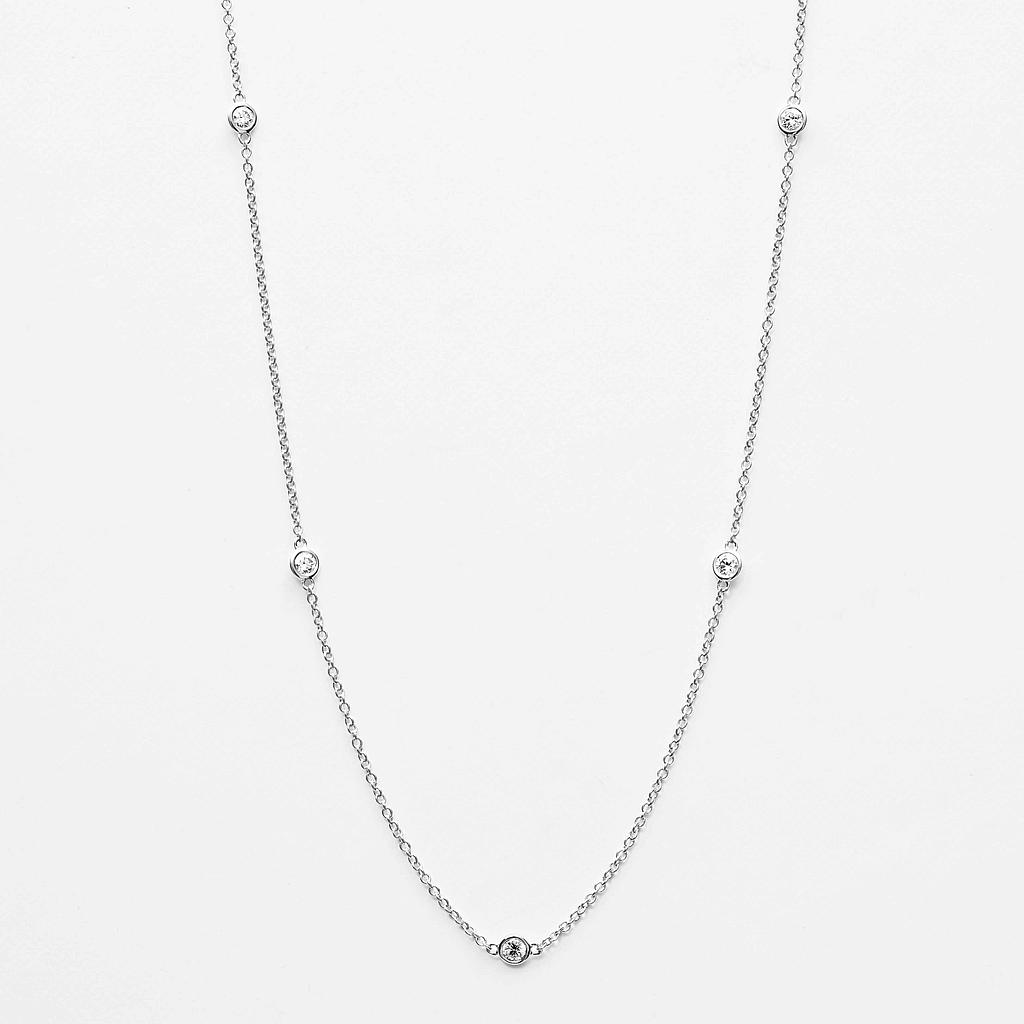 18ct White Gold Diamond Spectacle Set Necklace 5 Stone