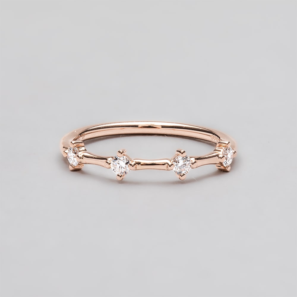 18ct Rose Gold Compass Set 4 Stone Eternity Ring