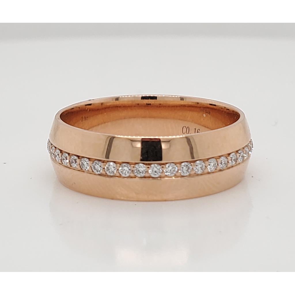 18ct Rose Gold D- Shape With Central Pave Eternity Ring