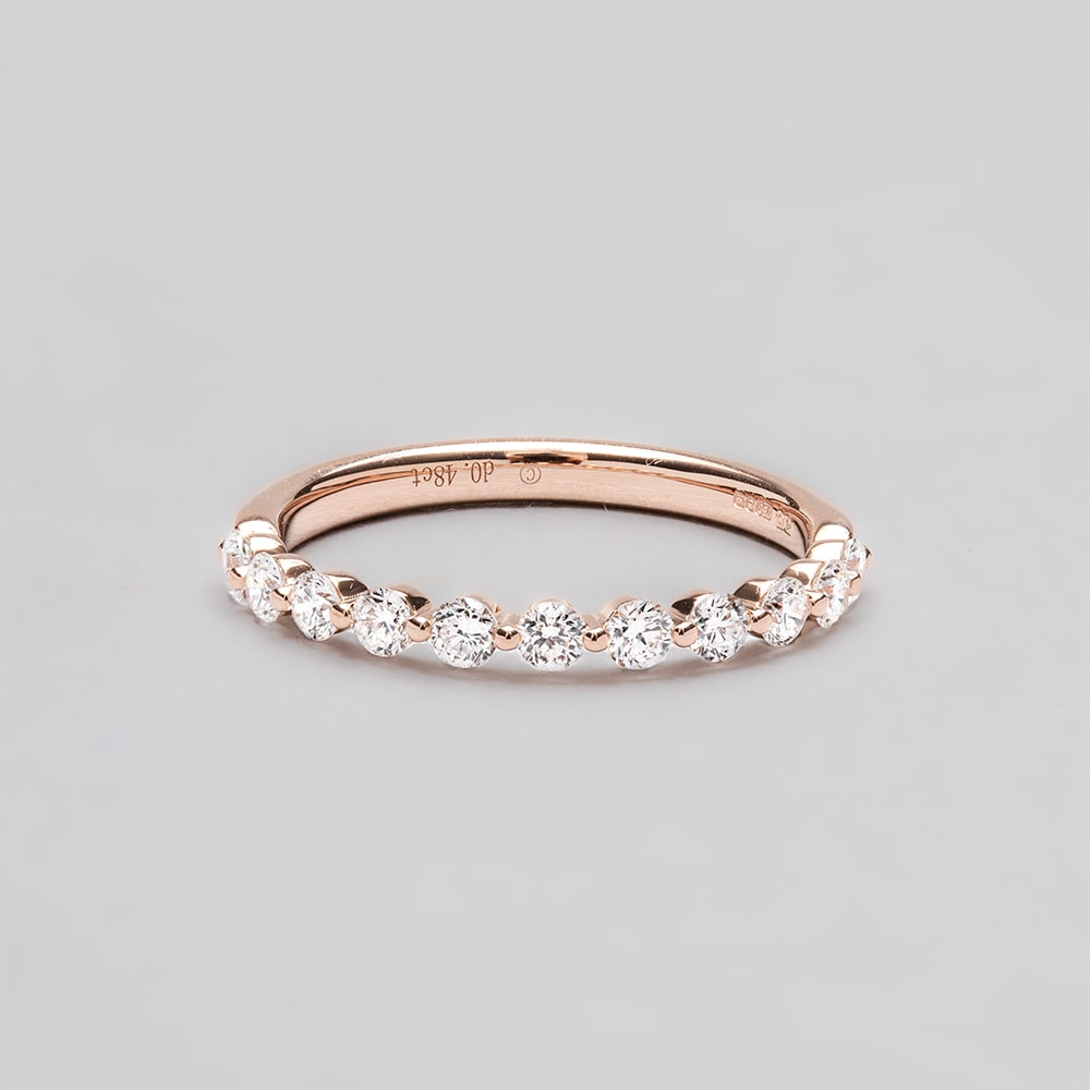 18ct Rose Gold Shared Claw 2mm Eternity Ring