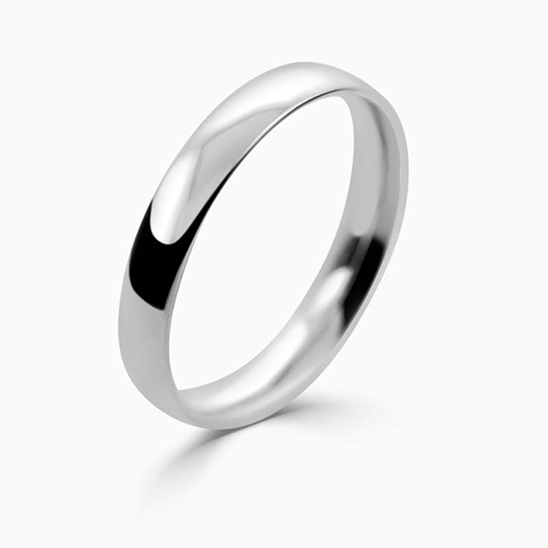 Platinum 3mm Court Shaped Light Weight Wedding Ring ...