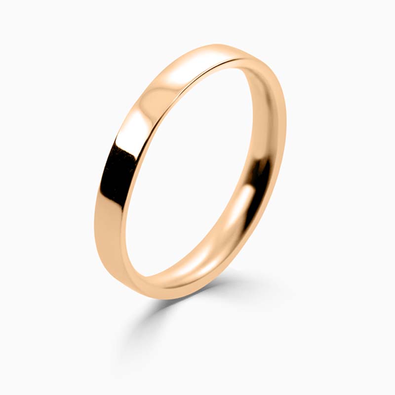 18ct Rose Gold 2.5mm Flat Court Light Weight Wedding Ring