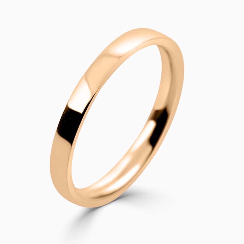 18ct Rose Gold 2mm Flat Court Light Weight Wedding Ring