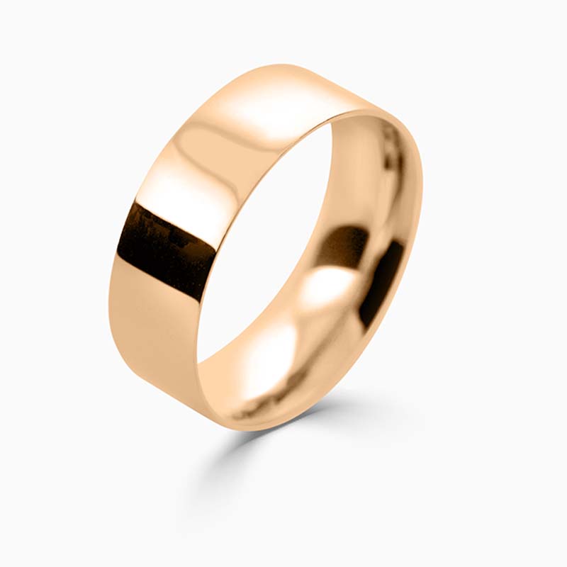 18ct Rose Gold 7mm Flat Court Light Weight Wedding Ring