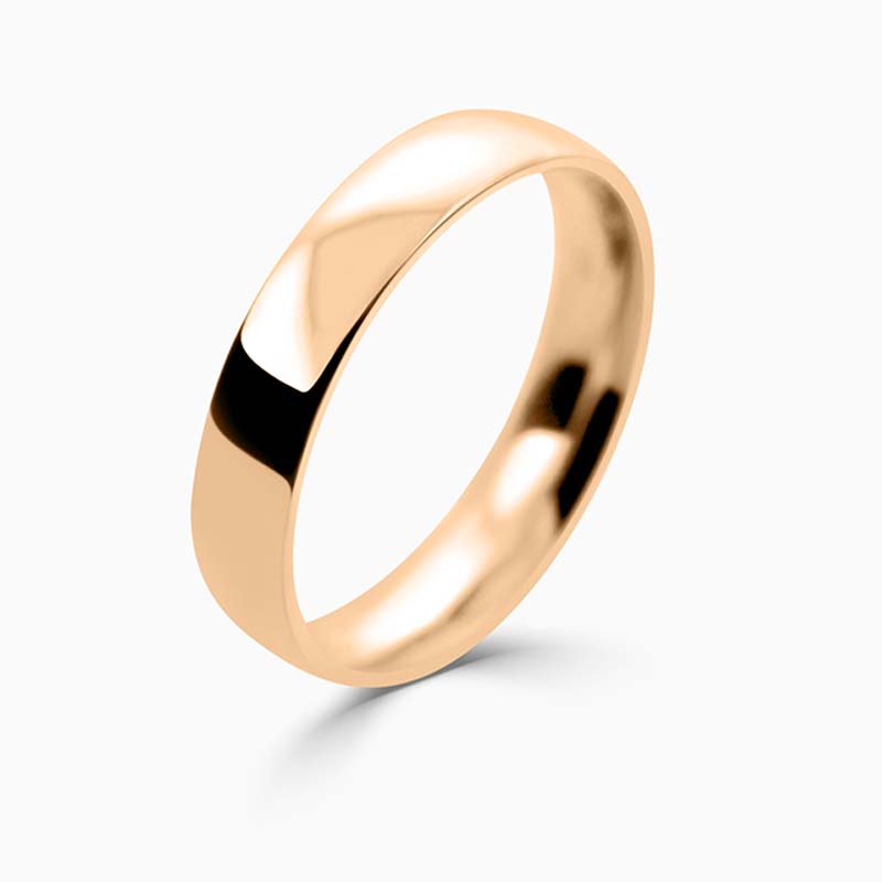18ct Rose Gold 4mm Court Shaped Light Weight Wedding Ring
