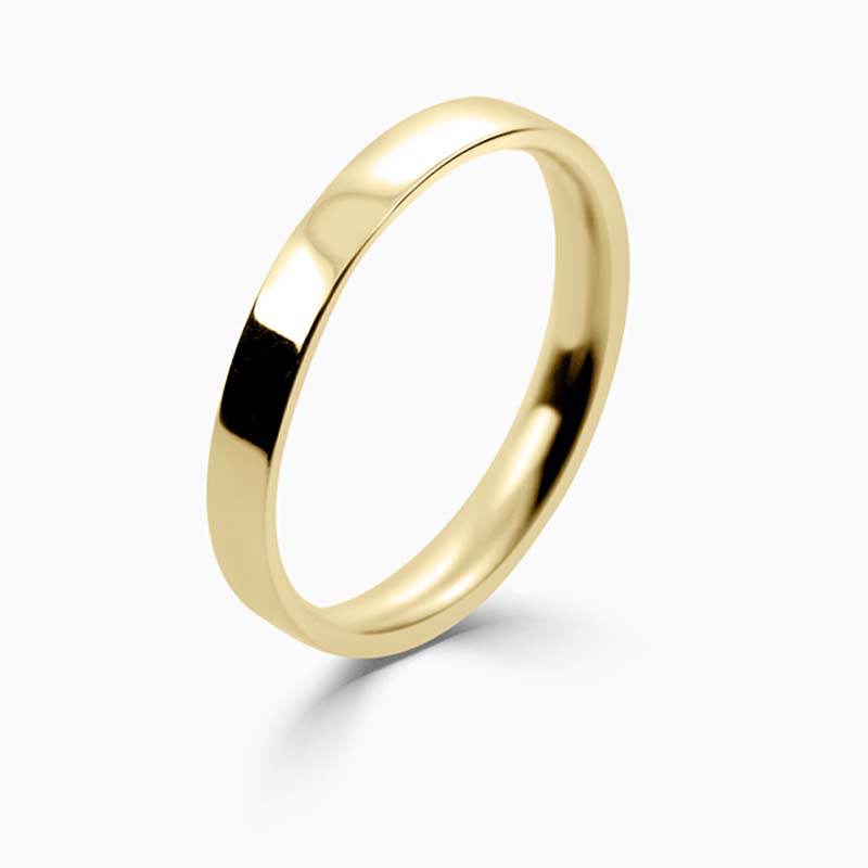 18ct Yellow Gold 2.5mm Flat Court Light Weight Wedding Ring