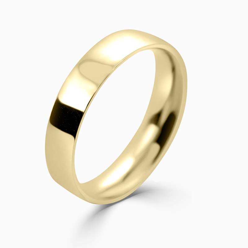 18ct Yellow Gold 4mm Flat Court Light Weight Wedding Ring