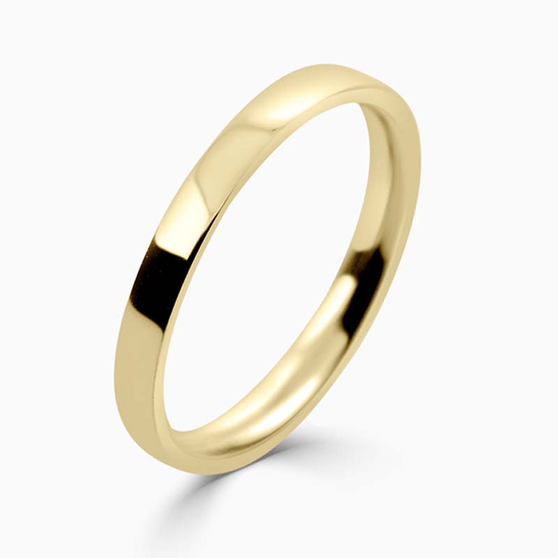 18ct Yellow Gold 2mm Flat Court Light Weight Wedding Ring