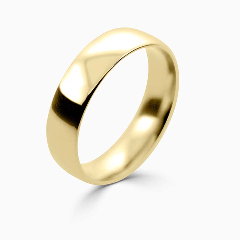 18ct Yellow Gold 5mm Court Shaped Light Weight Wedding Ring