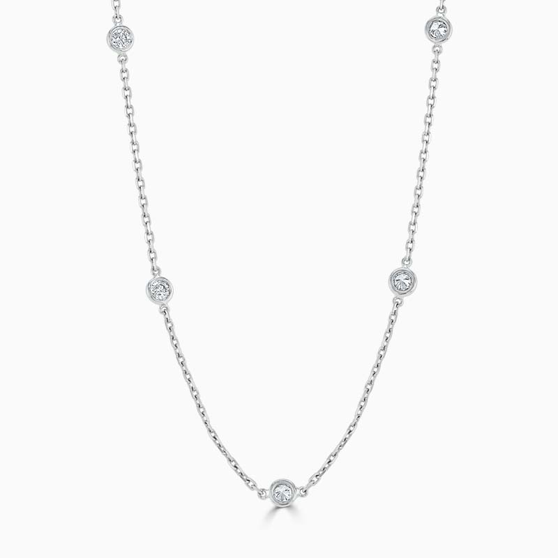 18ct White Gold Spectacle Set Diamond Necklace - 5 Stone - PDN2032 ...
