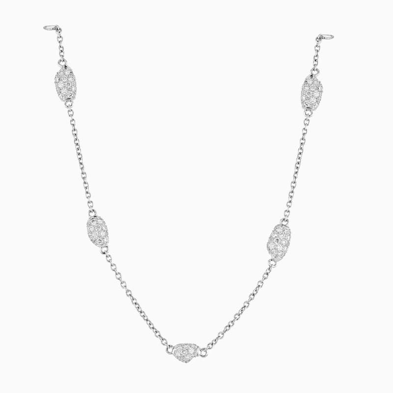 18ct White Gold Pave Set Diamond Cluster Necklace