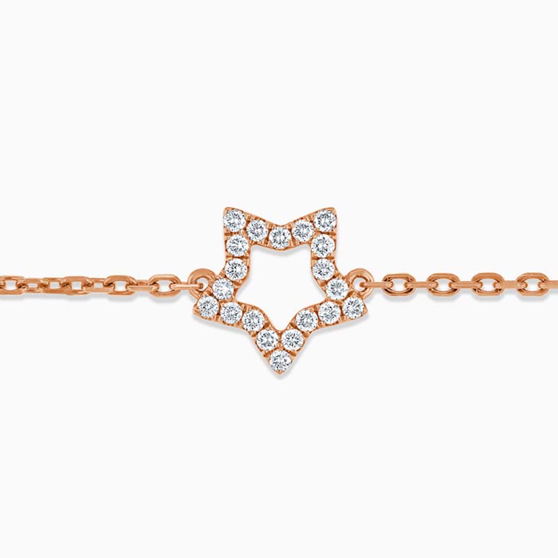 18ct Rose Gold Cutdown Star Diamond Charm Bracelet