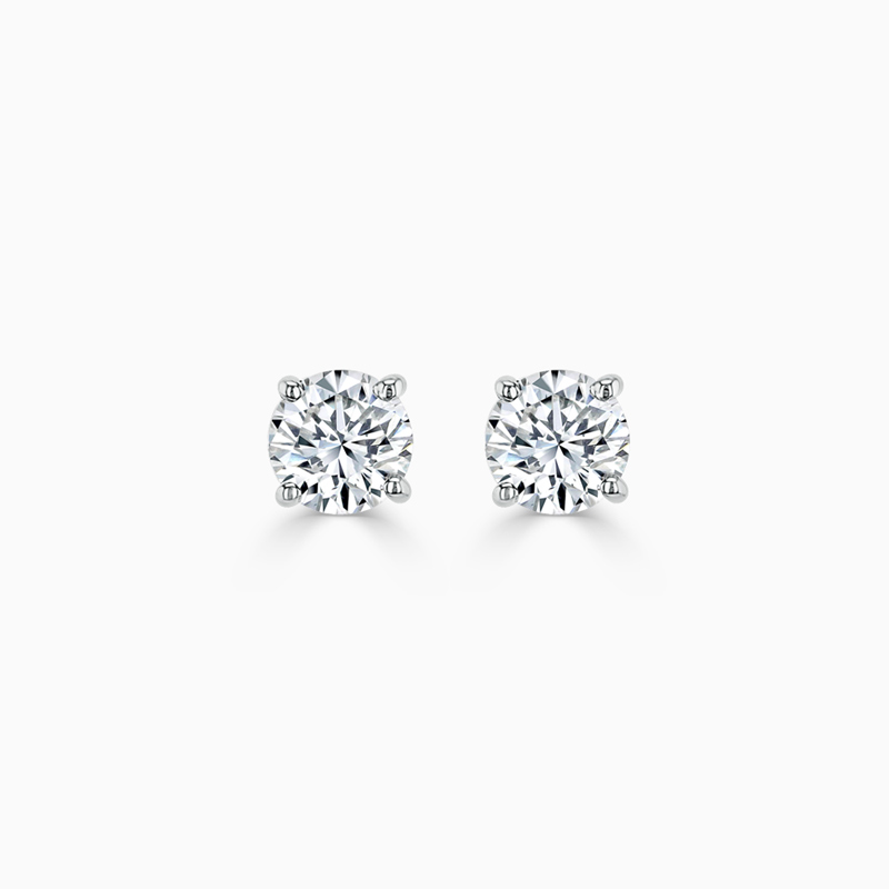 18ct White Gold Round Brilliant Natural Diamond Stud Earrings - (0.20ct)