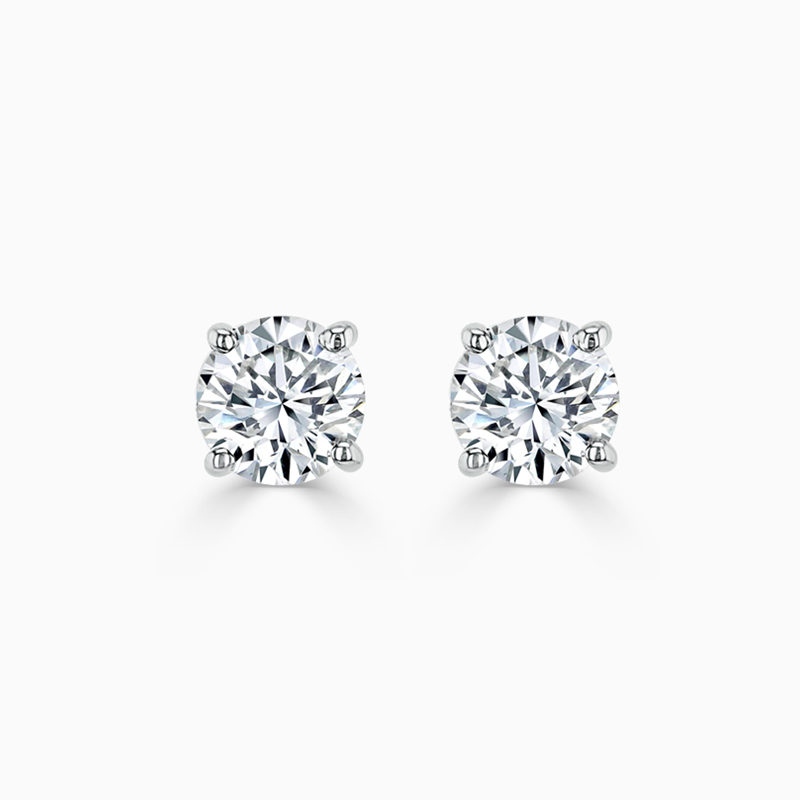18ct White Gold Round Brilliant Lab Grown Diamond Stud Earrings - (0.75ct)