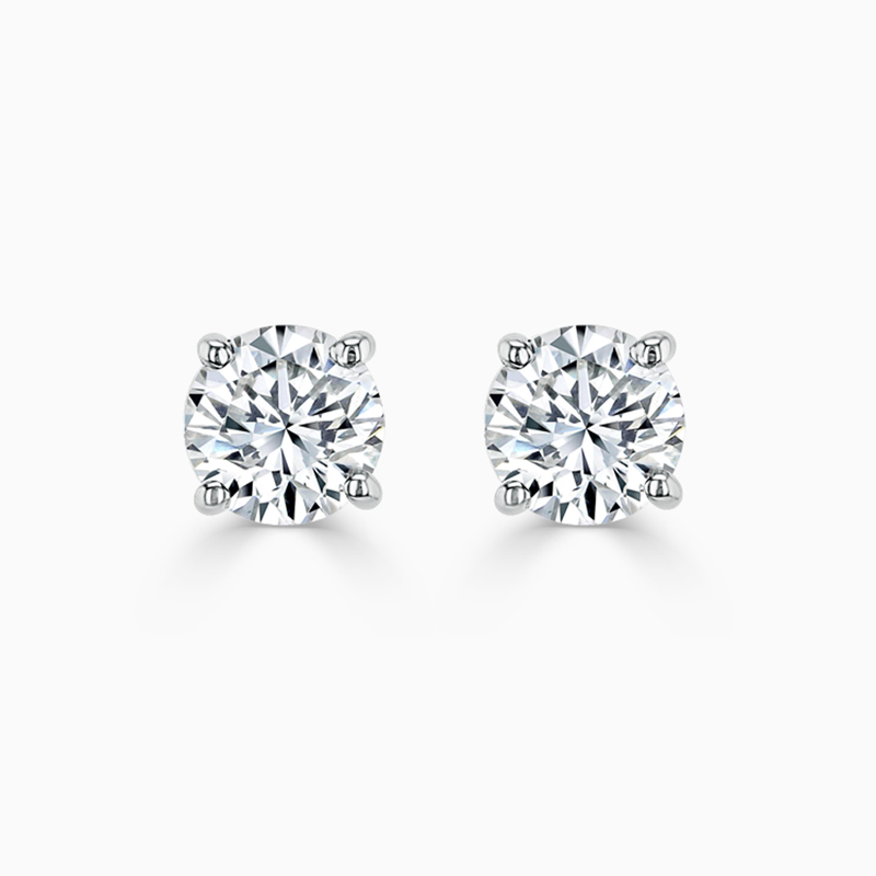 18ct White Gold Round Brilliant Lab Grown Diamond Stud Earrings - (1.00ct)