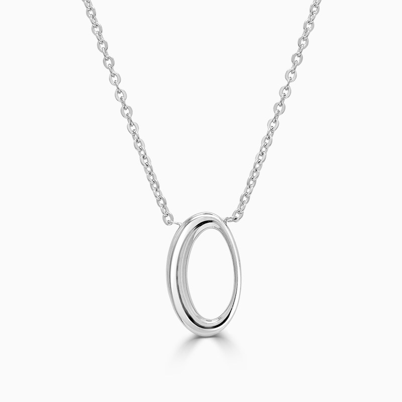 18ct White Gold O - Initial Pendant