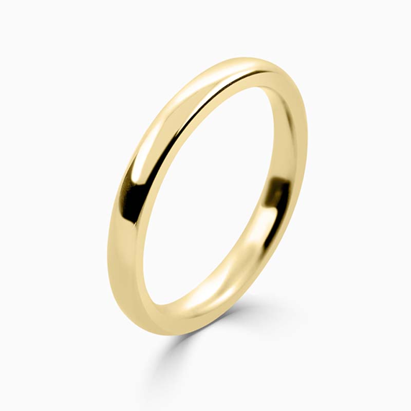 18ct Yellow Gold 2.5mm Slight Court Heavy Weight Wedding Ring