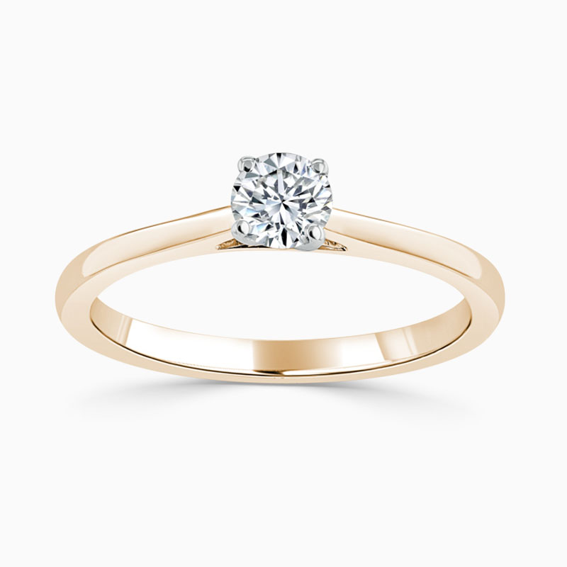 18ct Rose Gold Round Brilliant Classic Wedfit Engagement Ring with Round, 0.3ct, D Colour, SI1 Clarity - GIA