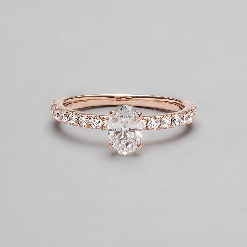 [PDR1320] 18ct Rose Gold Oval Shape Classic Wedfit Cutdown Engagement Ring with Oval 0.40ct D VVS2 IGI - 467152326