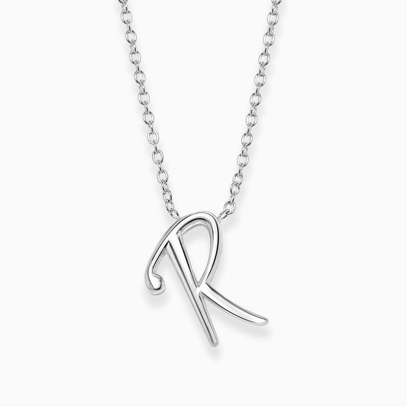 Sterling Silver R - Initial Pendant